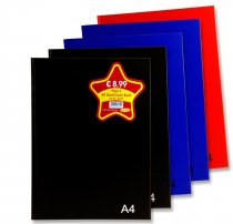 PREMIER PKT.5 A4 160pg HARDCOVER NOTEBOOK 3 ASST BOLD