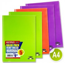 PREMIER PKT.5 A4 160pg HARDCOVER NOTEBOOK 3 ASST PASTEL