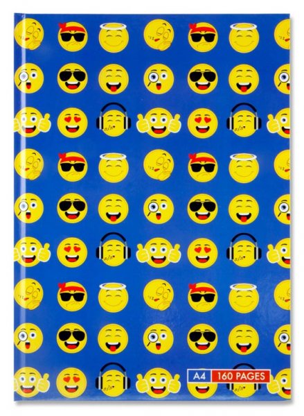 PREMIER A4 160pg HARDCOVER NOTEBOOK - EMOJI 3 ASST.