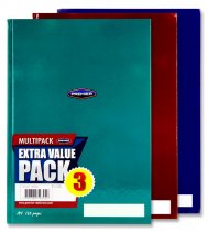 PREMIER PKT.3 A4 160pg HARDCOVER NOTEBOOKS - BOLD