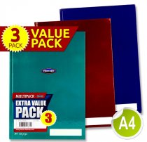 PREMIER PKT.3 A4 160pg HARDCOVER NOTEBOOKS - BOLD
