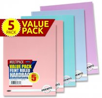 PREMTO PASTEL PKT.5 A4 160pg HARDCOVER NOTEBOOK
