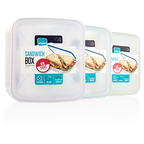 SMASH LEAK PROOF SANDWICH BOX 3 ASST CDU