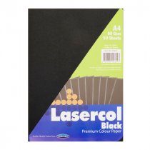 LASERCOL A4 80gsm COLOUR PAPER 50 SHEETS - BLACK