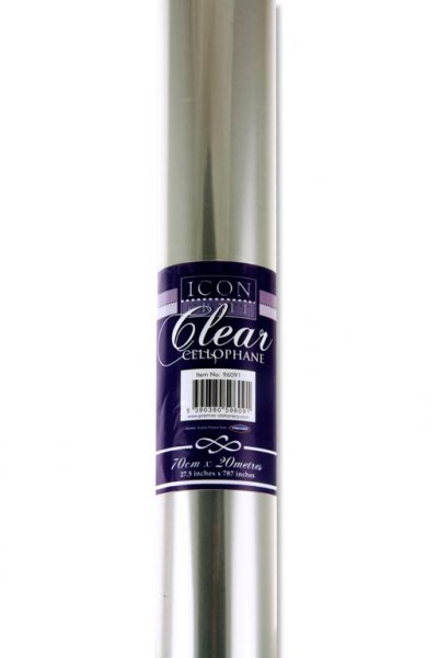 ICON CRAFT 20m x 70cm ROLL TRANSPARENT CELLOPHANE