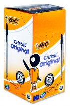 BULK BUY BIC BOX 50 CRISTAL ORIGINAL BALLPOINT PENS - BLACK