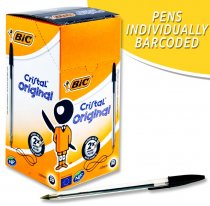 BULK BUY BIC BOX 50 CRISTAL ORIGINAL BALLPOINT PENS - BLACK