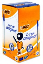 * BIC BOX 50 CRISTAL ORIGINAL BALLPOINT PENS - BLUE