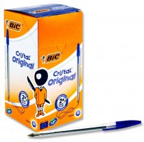 * BIC BOX 50 CRISTAL ORIGINAL BALLPOINT PENS - BLUE