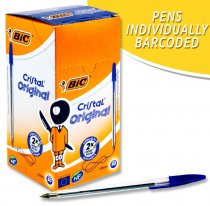 * BIC BOX 50 CRISTAL ORIGINAL BALLPOINT PENS - BLUE