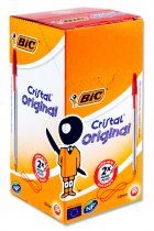 * BIC BOX 50 CRISTAL ORIGINAL BALLPOINT PENS - RED