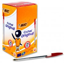 * BIC BOX 50 CRISTAL ORIGINAL BALLPOINT PENS - RED