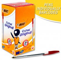 * BIC BOX 50 CRISTAL ORIGINAL BALLPOINT PENS - RED