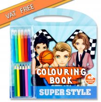 SUPER STYLE 40pg 24x25cm COLOURING BOOK - BOYS