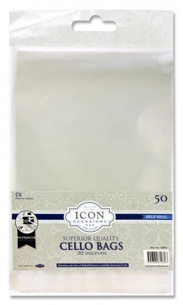 ICON OCCASIONS PKT.50 C6 SELF SEAL CELLO BAGS
