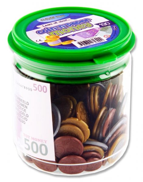 CLEVER KIDZ 190pce TUB COIN & PAPER EURO MONEY SET