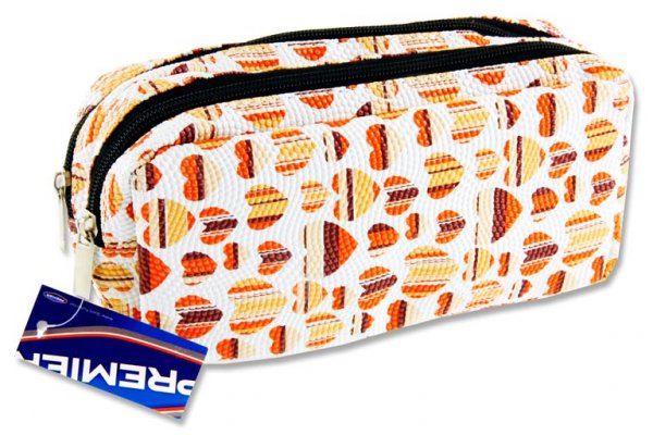 PREMIER TWIN ZIP PENCIL CASE - HEART 3 ASST