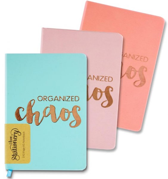 I LOVE STATIONERY A5 192pg JOURNAL - ORGANISED CHAOS 3 ASST.