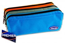 PREMIER 3 POCKET ZIP PENCIL CASE - 3 COLOUR 3 ASST
