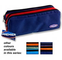 PREMIER 3 POCKET ZIP PENCIL CASE - 3 COLOUR 3 ASST