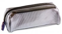PREMIER TWIN ZIP PENCIL CASE - METALLIC 3 ASST
