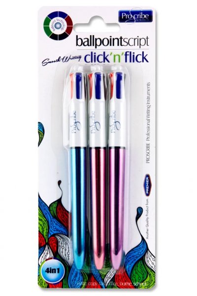 PRO:SCRIBE CARD 3 4-in-1 BALLPOINT PENS
