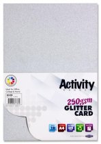 PREMIER ACTIVITY A4 250gsm GLITTER CARD 10 SHEETS - SILVER