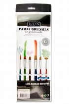 ICON 12pce LONG HANDLE BRUSH SET - FIRM WHITE BRISTLE