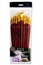 ICON 12pce LONG HANDLE BRUSH SET - FIRM WHITE BRISTLE