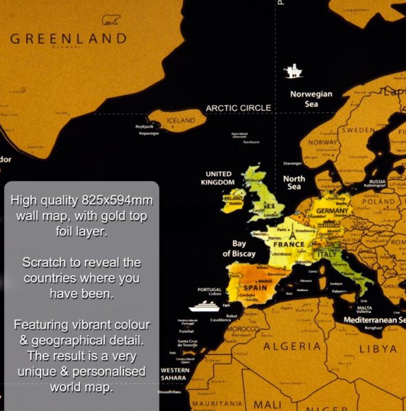 PREMIER UNIVERSAL SCRATCH WORLD MAP 82.5cmx59.4cm