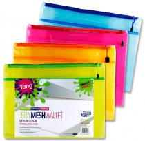 PREMIER OFFICE A4+ JELLY MESH STORAGE WALLET - NEON TANG 4 ASST.