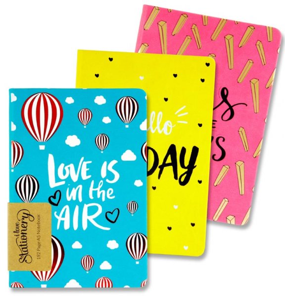 I LOVE STATIONERY A5 192pg JOURNAL - QUOTES FUN 3 ASST.