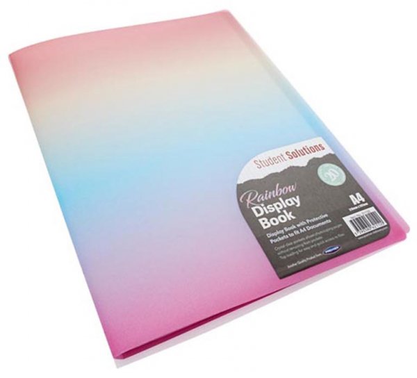 STUDENT SOLUTIONS A4 20 POCKET DISPLAY BOOK - RAINBOW