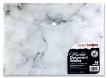 STUDENT SOLUTIONS A4 BUTTON DOCUMENT WALLET - MARBLE 2 ASST.