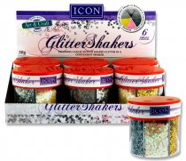 ICON CRAFT 50g 6 PART GLITTER SHAKER CDU - METALLICS