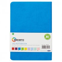 PREMTO A5 192pg HARDCOVER PU NOTEBOOK W/ELASTIC - PRINTER BLUE
