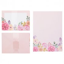 I LOVE STATIONERY A5 WRITING SET & ENVELOPES - PINK POSIES