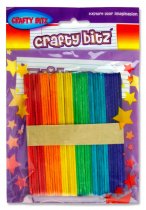 CRAFTY BITZ PKT.42 LOLLIPOP STICKS - COLOURED