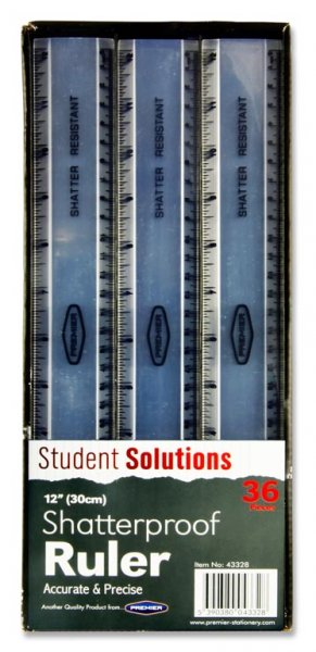 STUDENT SOLUTIONS 12"/30cm SHATTERPROOF RULER CDU