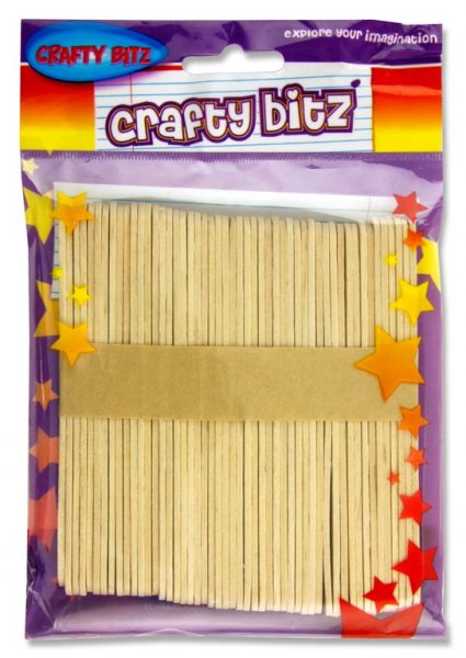CRAFTY BITZ PKT.50 LOLLIPOP STICKS - NATURAL