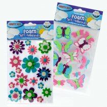CRAFTY BITZ 3D POP UP FOAM STICKERS - FLOWERS & BUTTERFLIES 2 ASST.