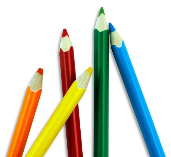 WOC BOX 10 TRIANGULAR JUMBO COLOURING PENCILS & SHARPENER