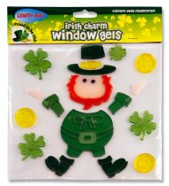 CRAFTY BITZ PKT.21 IRISH CHARM WINDOW GEL STICKER 2 ASST.