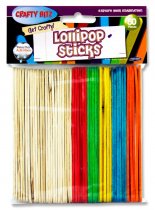 CRAFTY BITZ PKT.50 ASST. WOODEN LOLLIPOP STICKS