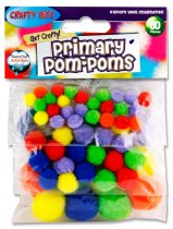 CRAFTY BITZ PKT.60 ASST SIZES POM POMS - PRIMARY