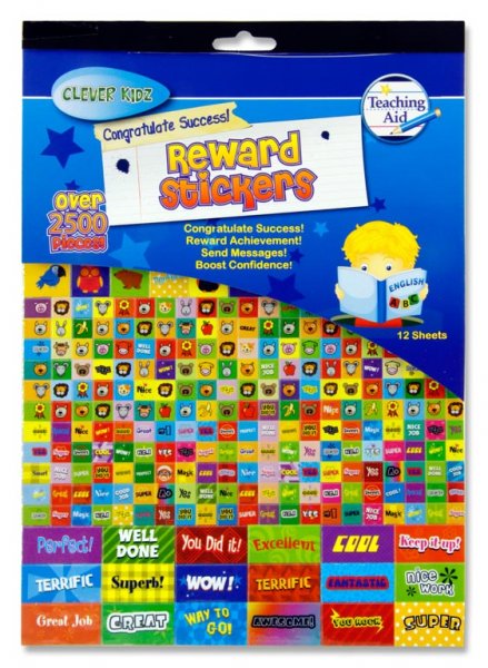 CLEVER KIDZ 12 SHEET 2500+ DELUXE REWARD STICKER PAD