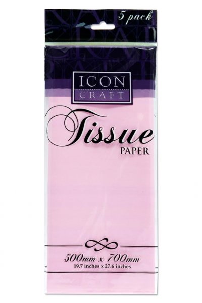 ICON CRAFT PKT.5 500x700mm TISSUE PAPER - BABY PINK