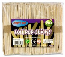 CRAFTY BITZ BAG 200 JUMBO LOLLIPOP STICKS - NATURAL