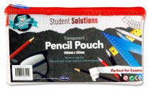STUDENT SOLUTIONS 200x115mm TRANSPARENT PENCIL CASE 3 ASST.