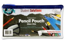 STUDENT SOLUTIONS 200x115mm TRANSPARENT PENCIL CASE 3 ASST.